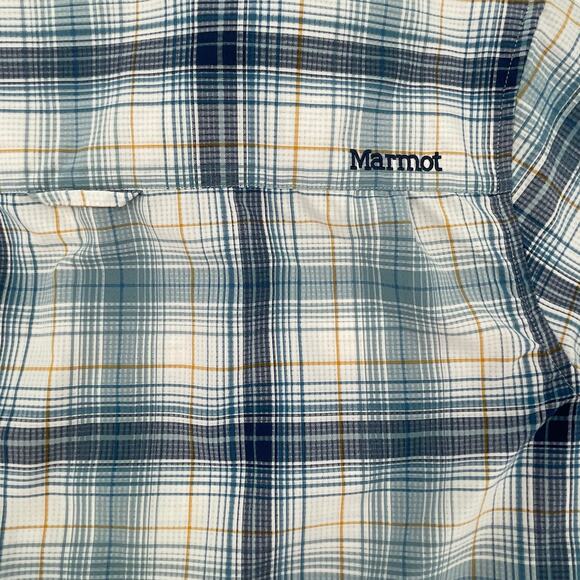 Marmot Men's Short Sleeve Button Up Shirt, Plaid, Sz. M Outdoor Workwear Hiking - Picture 9 of 11